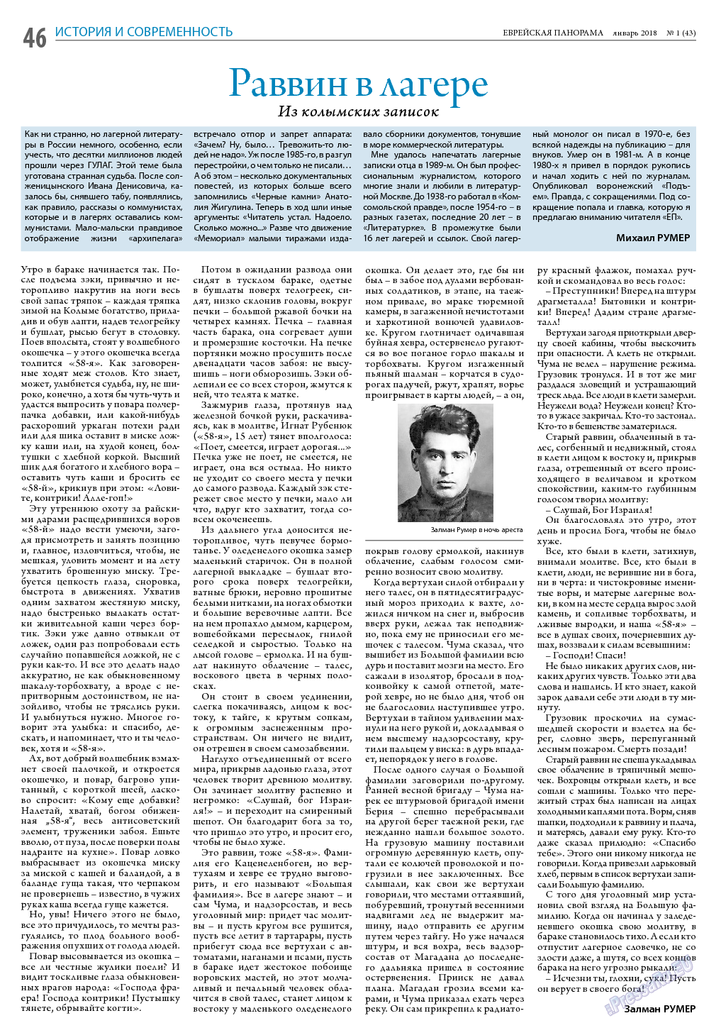 Еврейская панорама, газета. 2018 №1 стр.46
