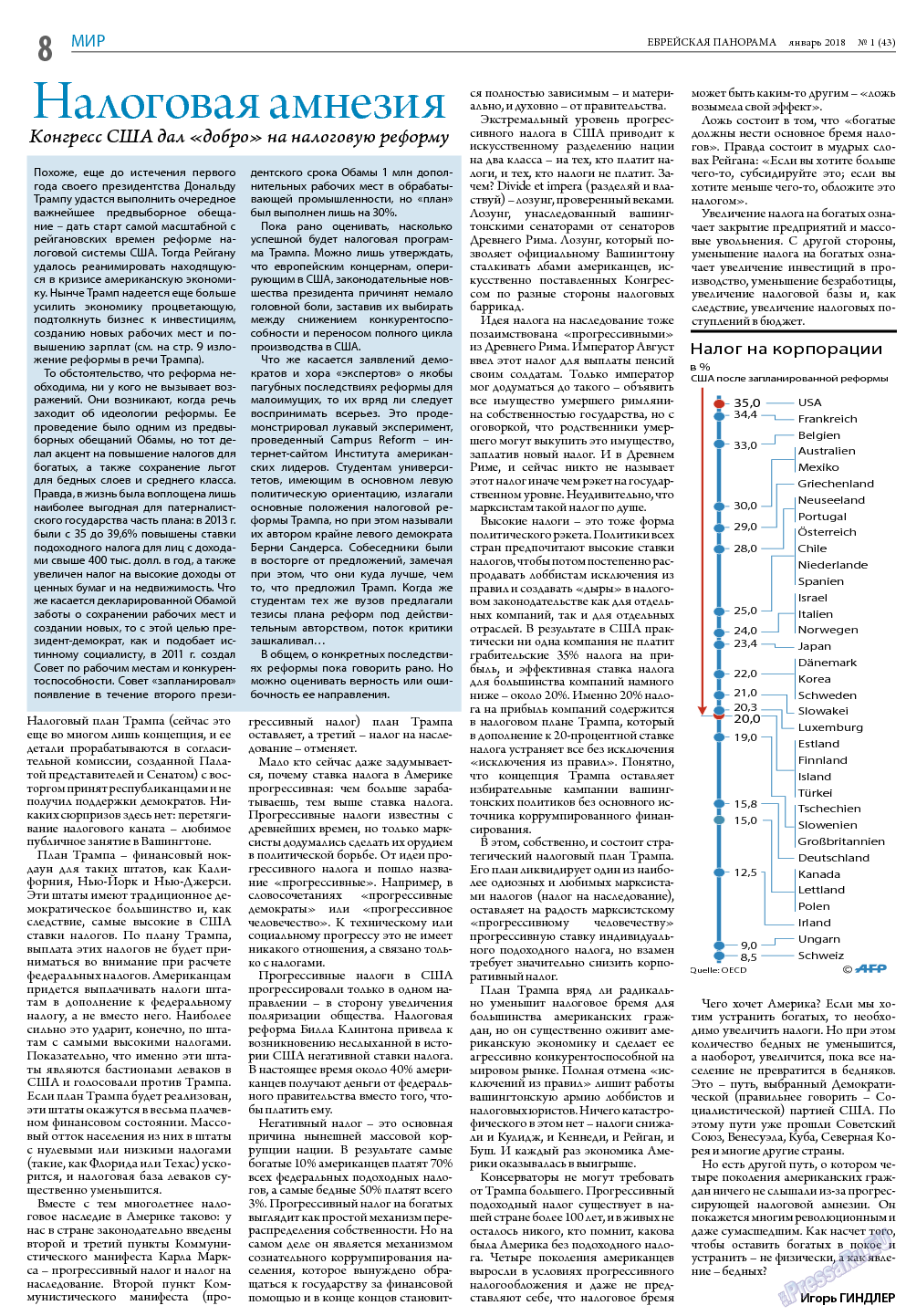 Еврейская панорама, газета. 2018 №1 стр.8