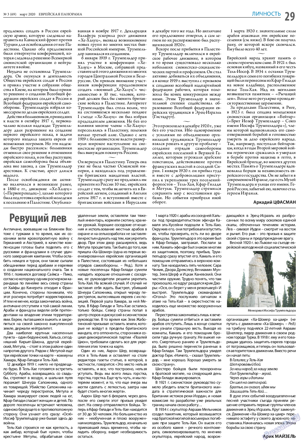 Еврейская панорама, газета. 2020 №3 стр.29