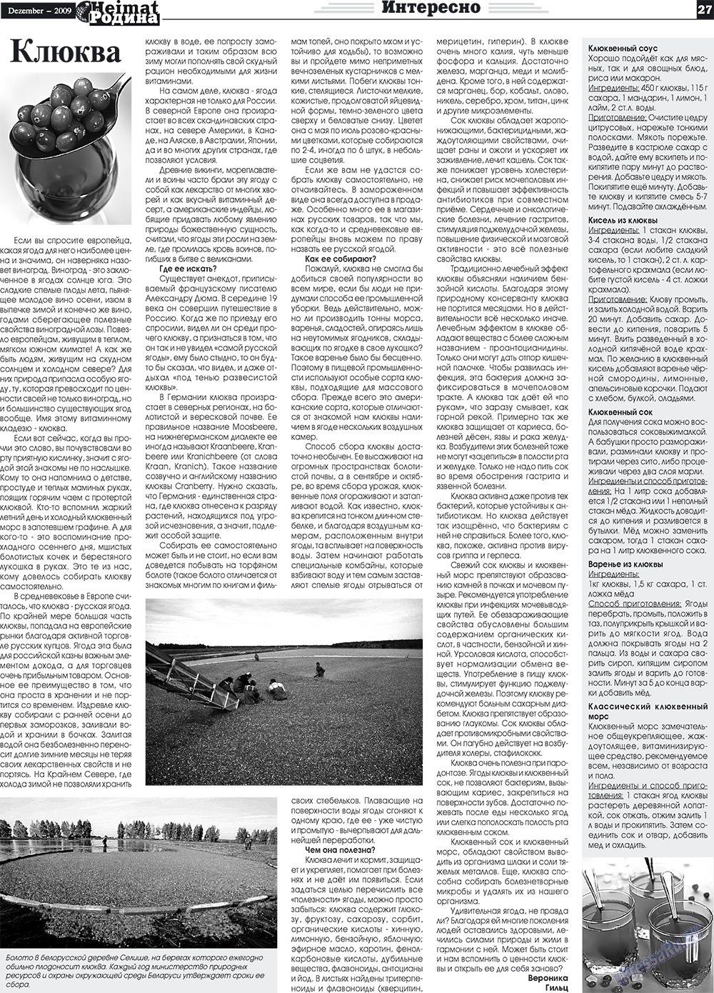 Heimat-Родина (газета). 2009 год, номер 12, стр. 27