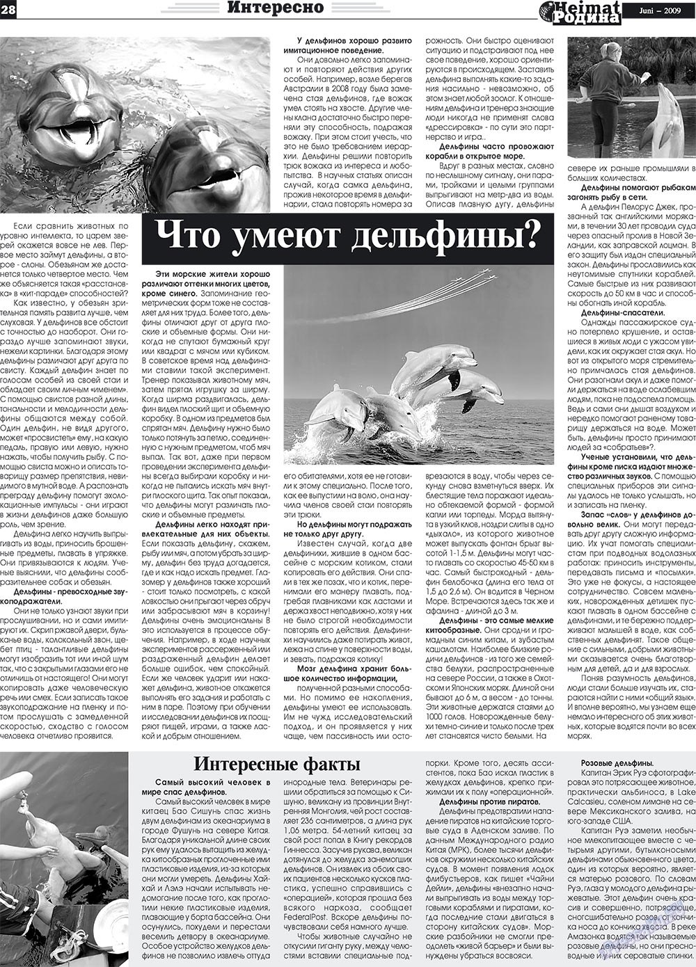 Heimat-Родина (газета). 2009 год, номер 6, стр. 28