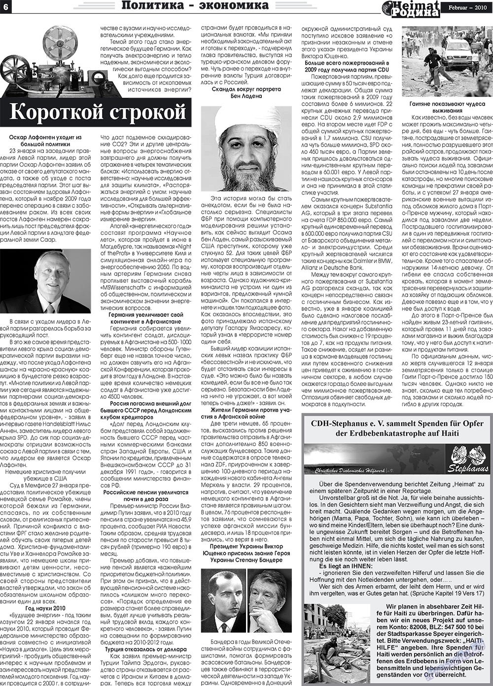 Heimat-Родина (Zeitung). 2010 Jahr, Ausgabe 2, Seite 6