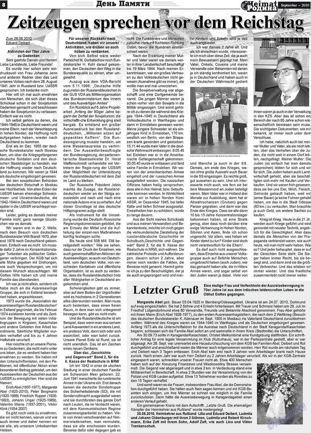 Heimat-Родина (Zeitung). 2010 Jahr, Ausgabe 9, Seite 8