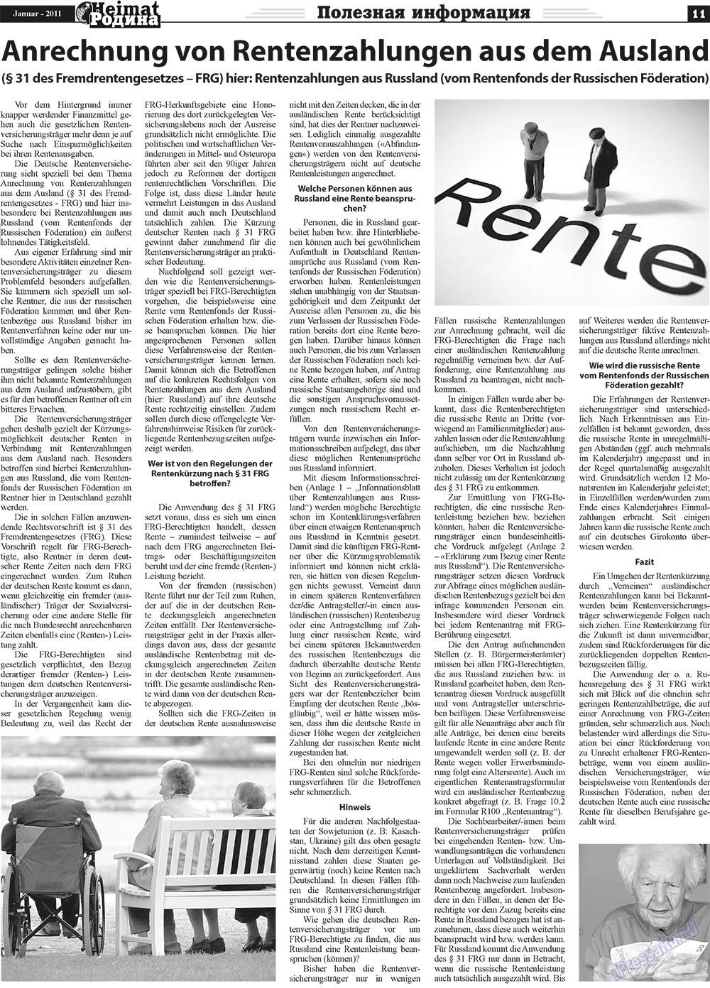 Heimat-Родина (газета). 2011 год, номер 1, стр. 11