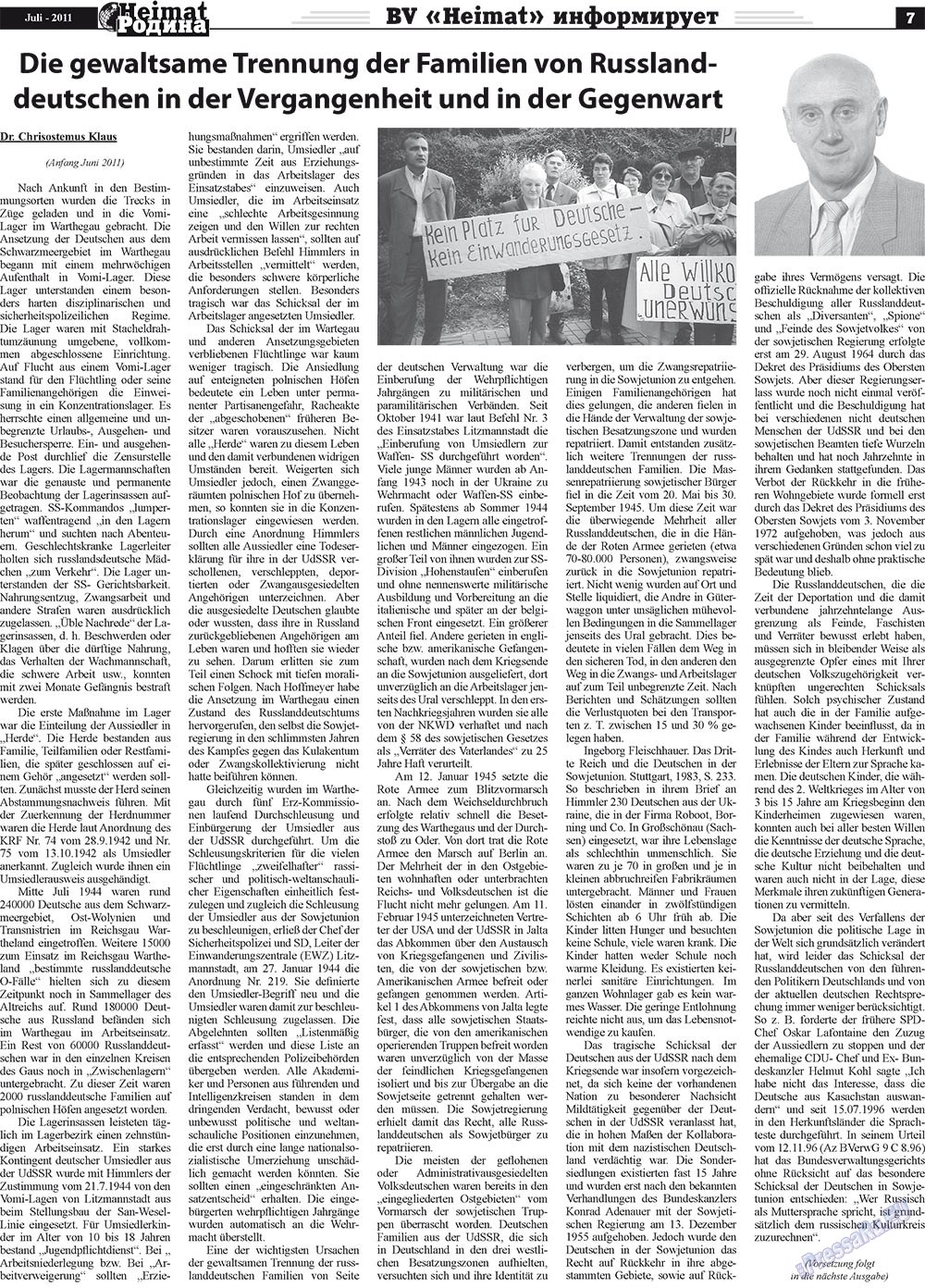 Heimat-Родина (газета). 2011 год, номер 7, стр. 7