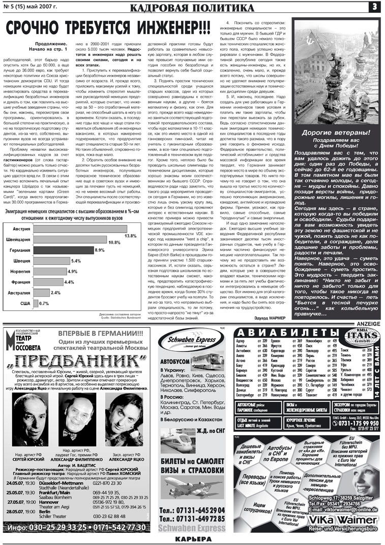 Карьера (газета). 2007 год, номер 5, стр. 3