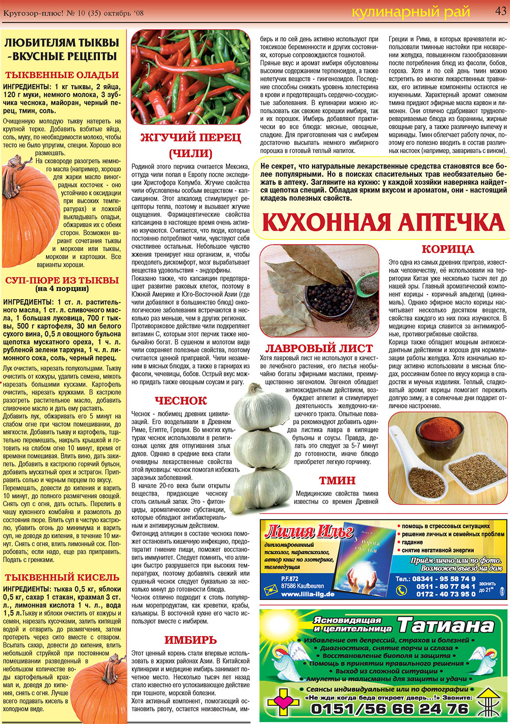 Krugozor plus! (Zeitung). 2008 Jahr, Ausgabe 10, Seite 43