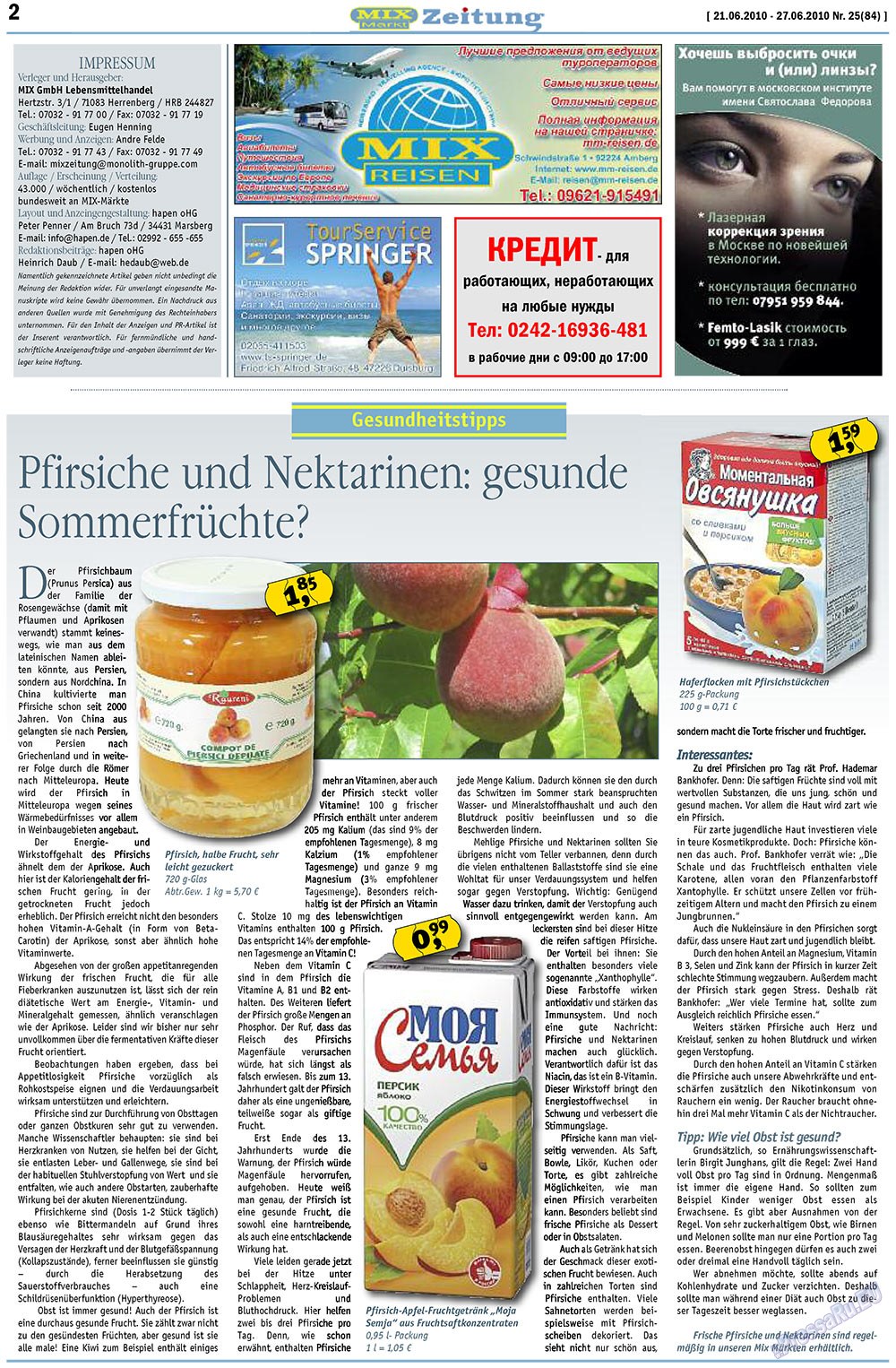 MIX-Markt Zeitung (газета). 2010 год, номер 25, стр. 2