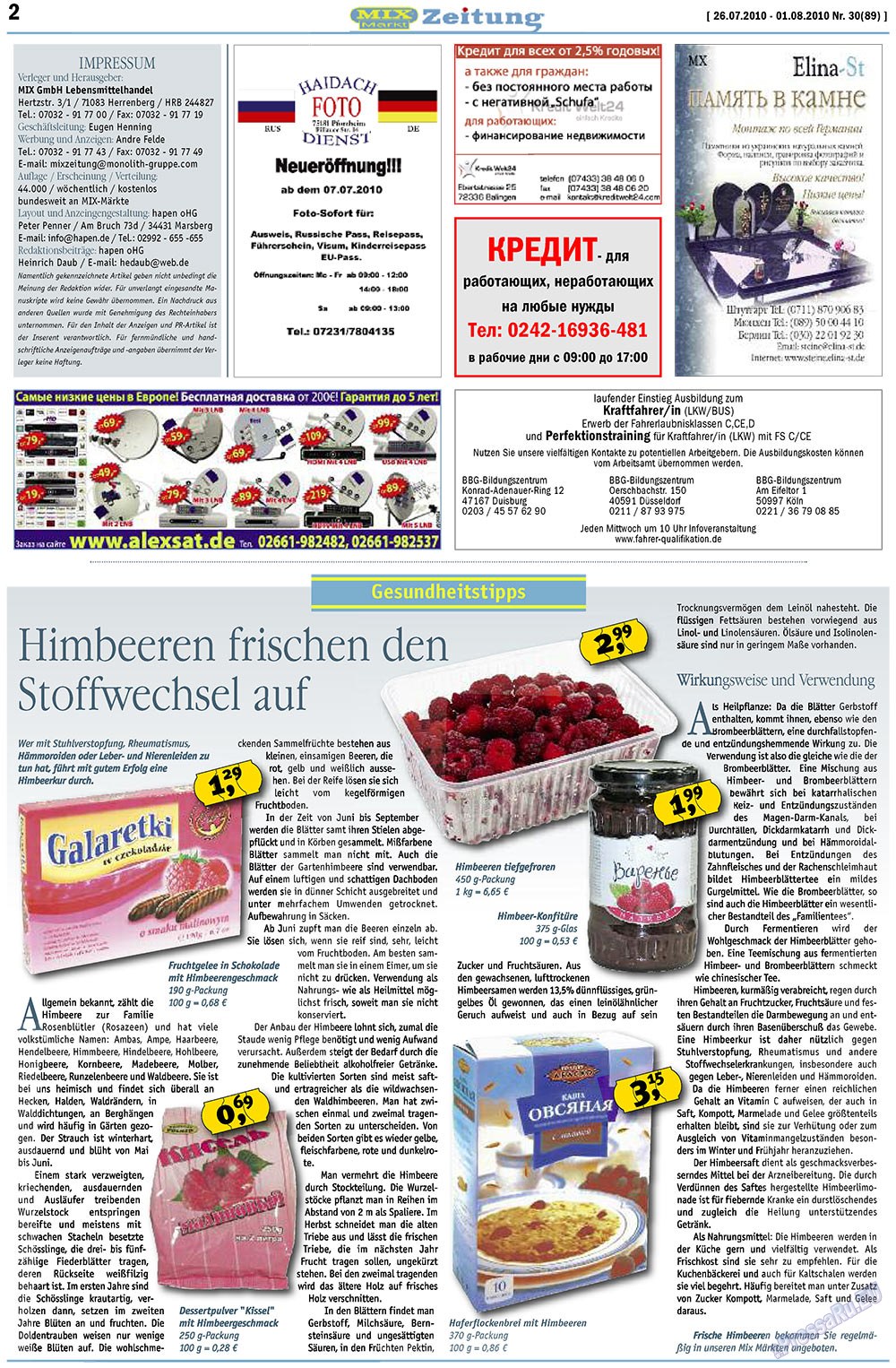 MIX-Markt Zeitung (газета). 2010 год, номер 30, стр. 2