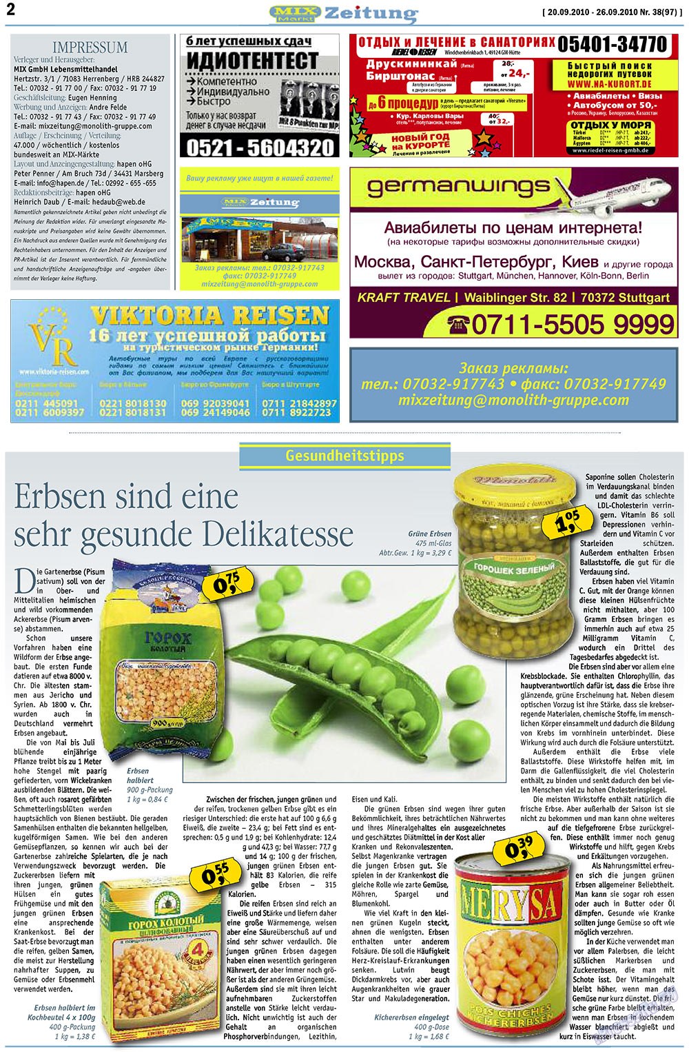 MIX-Markt Zeitung (газета). 2010 год, номер 38, стр. 2