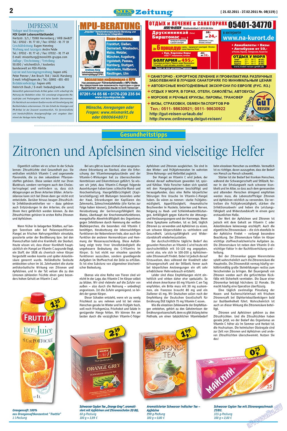 MIX-Markt Zeitung (газета). 2011 год, номер 8, стр. 2