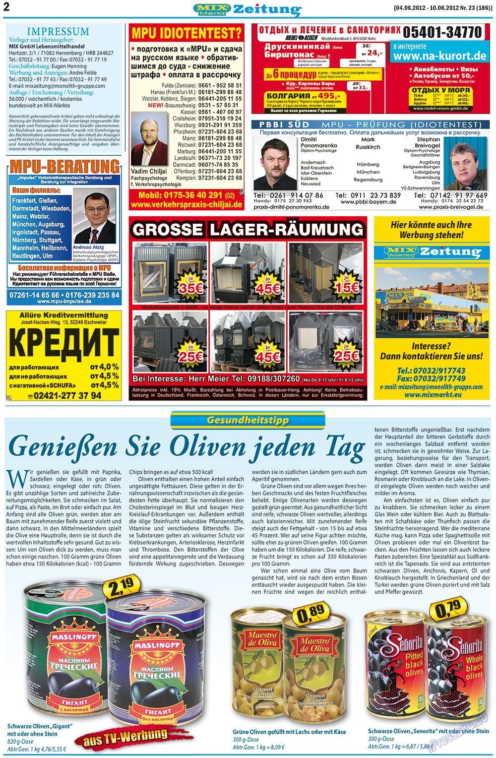 MIX-Markt Zeitung (газета). 2012 год, номер 23, стр. 2