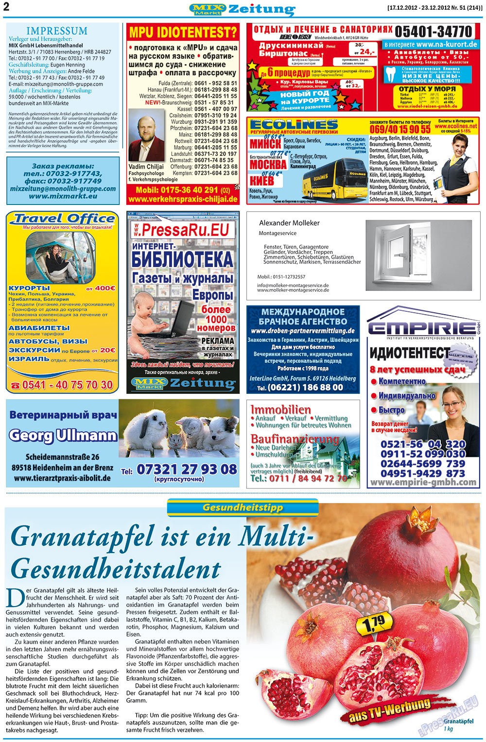 MIX-Markt Zeitung (газета). 2012 год, номер 51, стр. 2