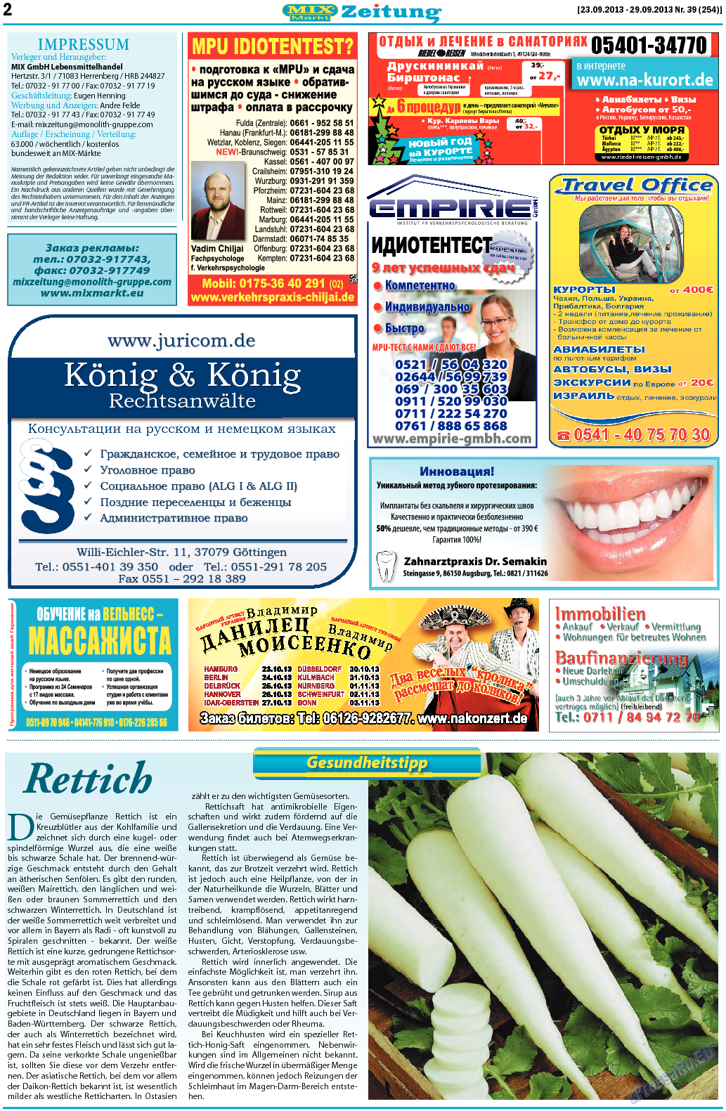 MIX-Markt Zeitung (газета). 2013 год, номер 39, стр. 2