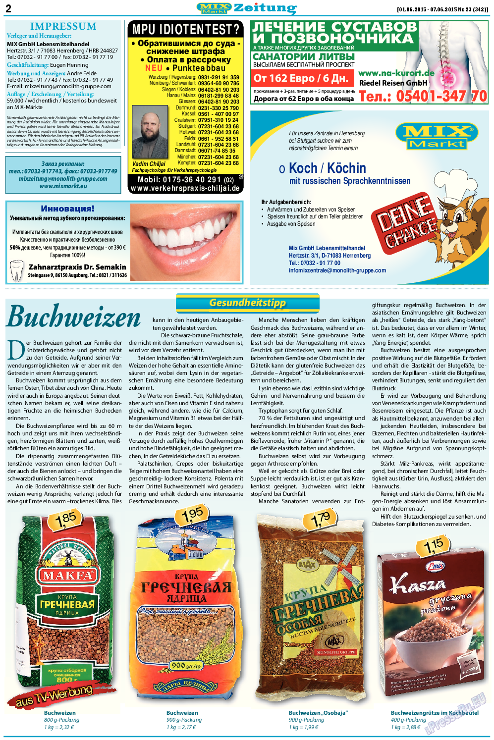 MIX-Markt Zeitung, газета. 2015 №23 стр.2