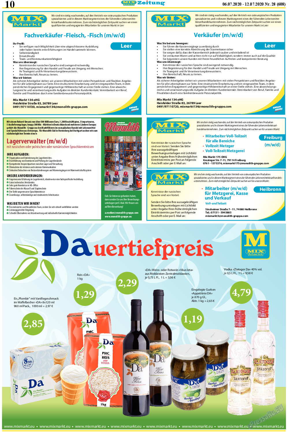 MIX-Markt Zeitung (газета). 2020 год, номер 28, стр. 10