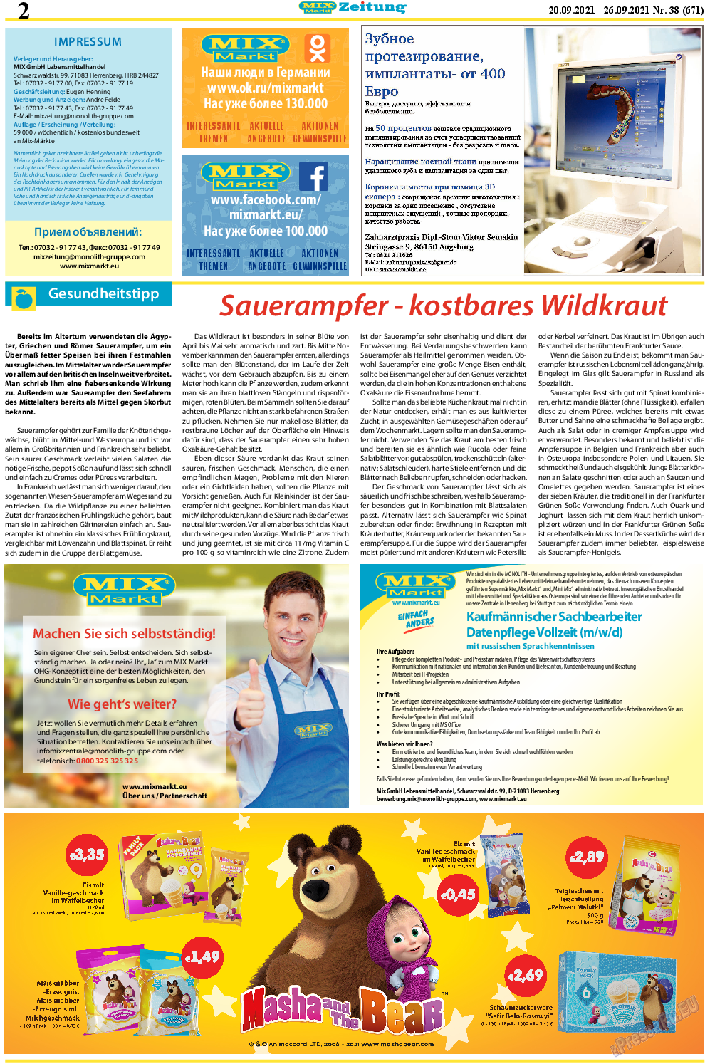MIX-Markt Zeitung, газета. 2021 №38 стр.2