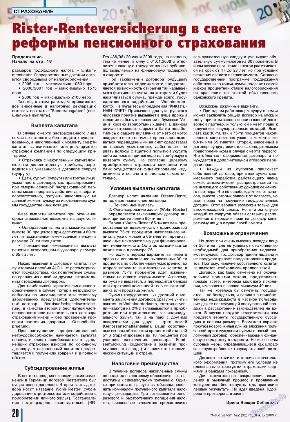 Neue Zeiten (журнал). 2009 год, номер 2, стр. 20