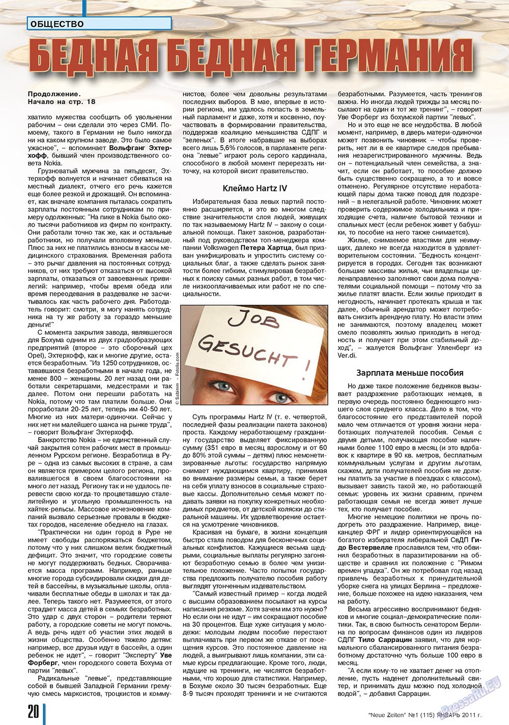 Neue Zeiten (журнал). 2011 год, номер 1, стр. 20