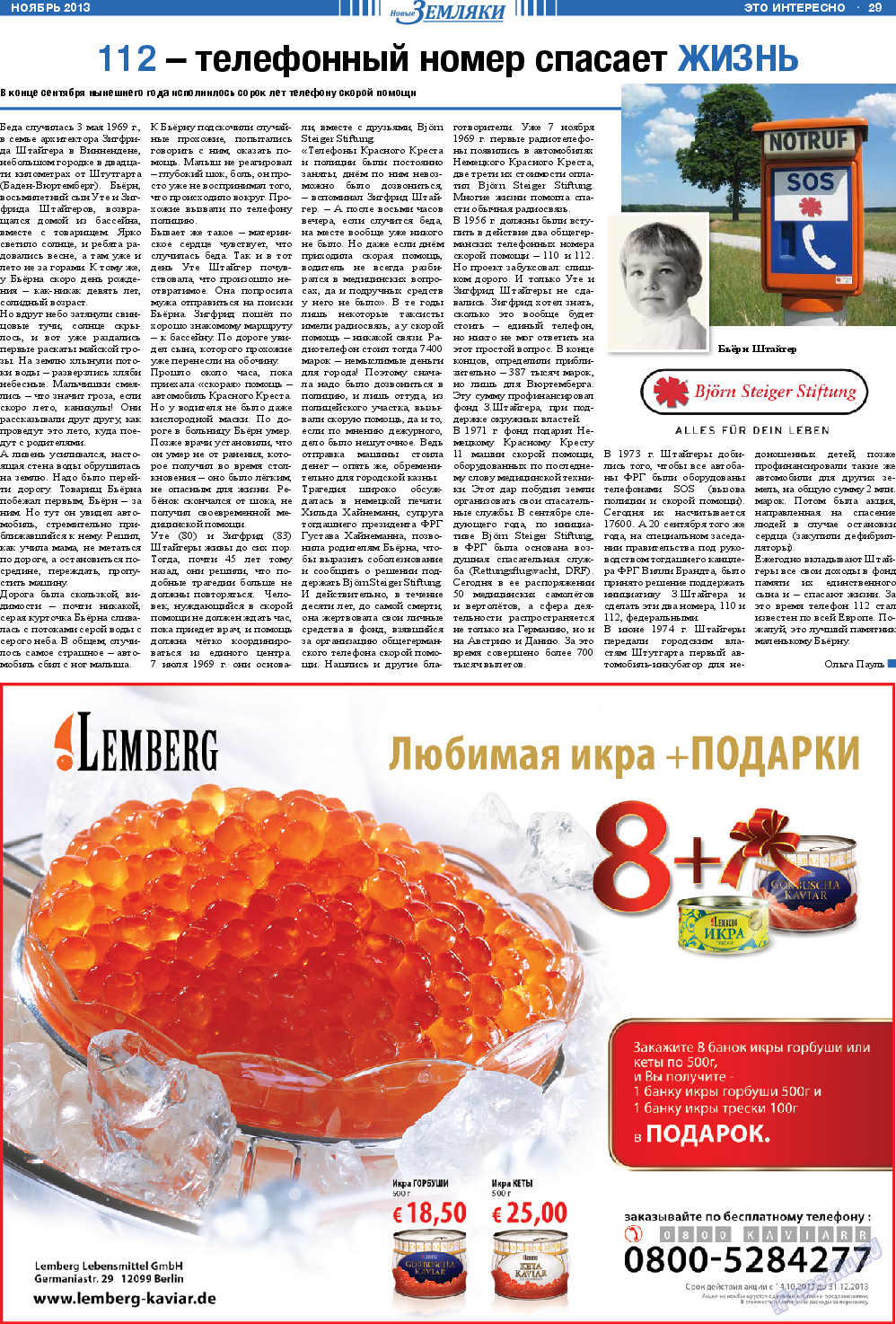 Новые Земляки (газета). 2013 год, номер 11, стр. 29