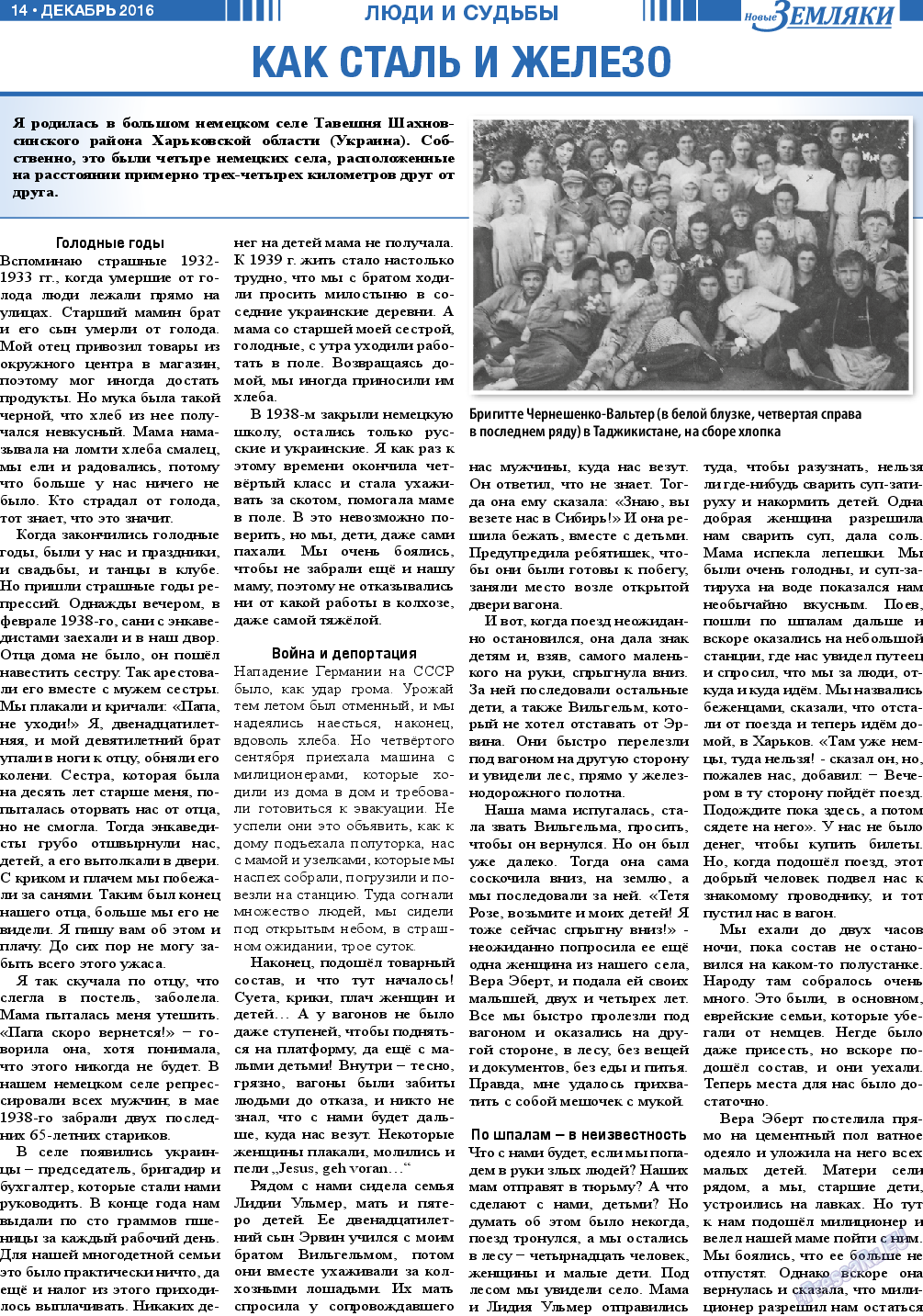 Новые Земляки, газета. 2016 №12 стр.14