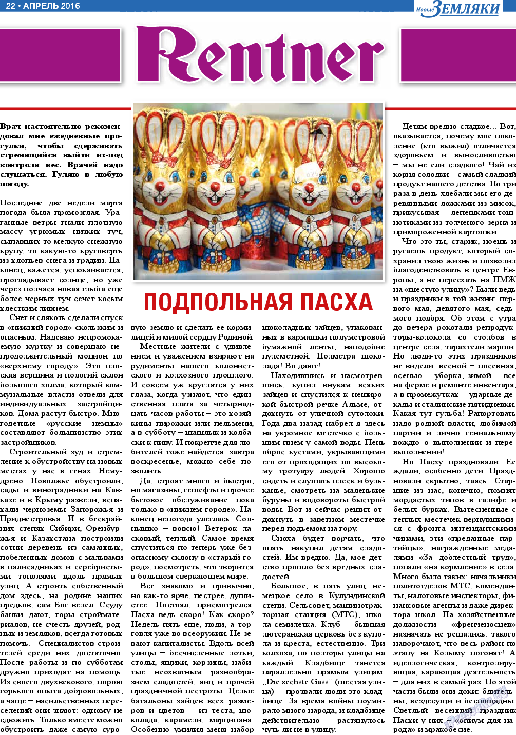 Новые Земляки, газета. 2016 №4 стр.22