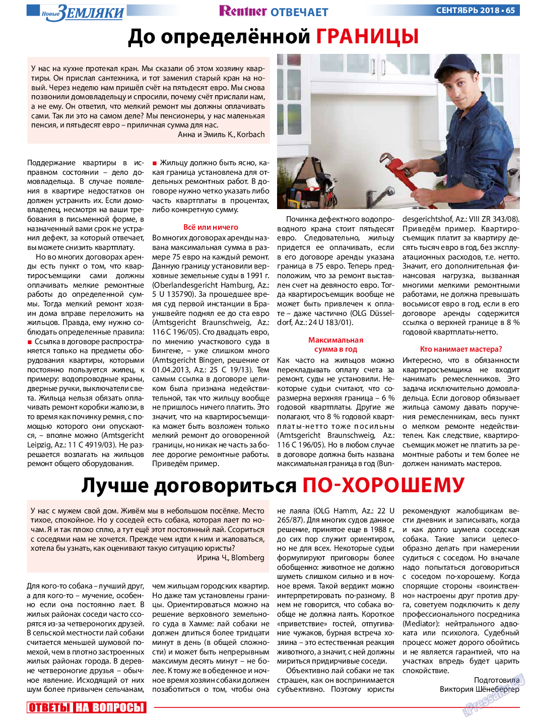 Новые Земляки, газета. 2018 №9 стр.65