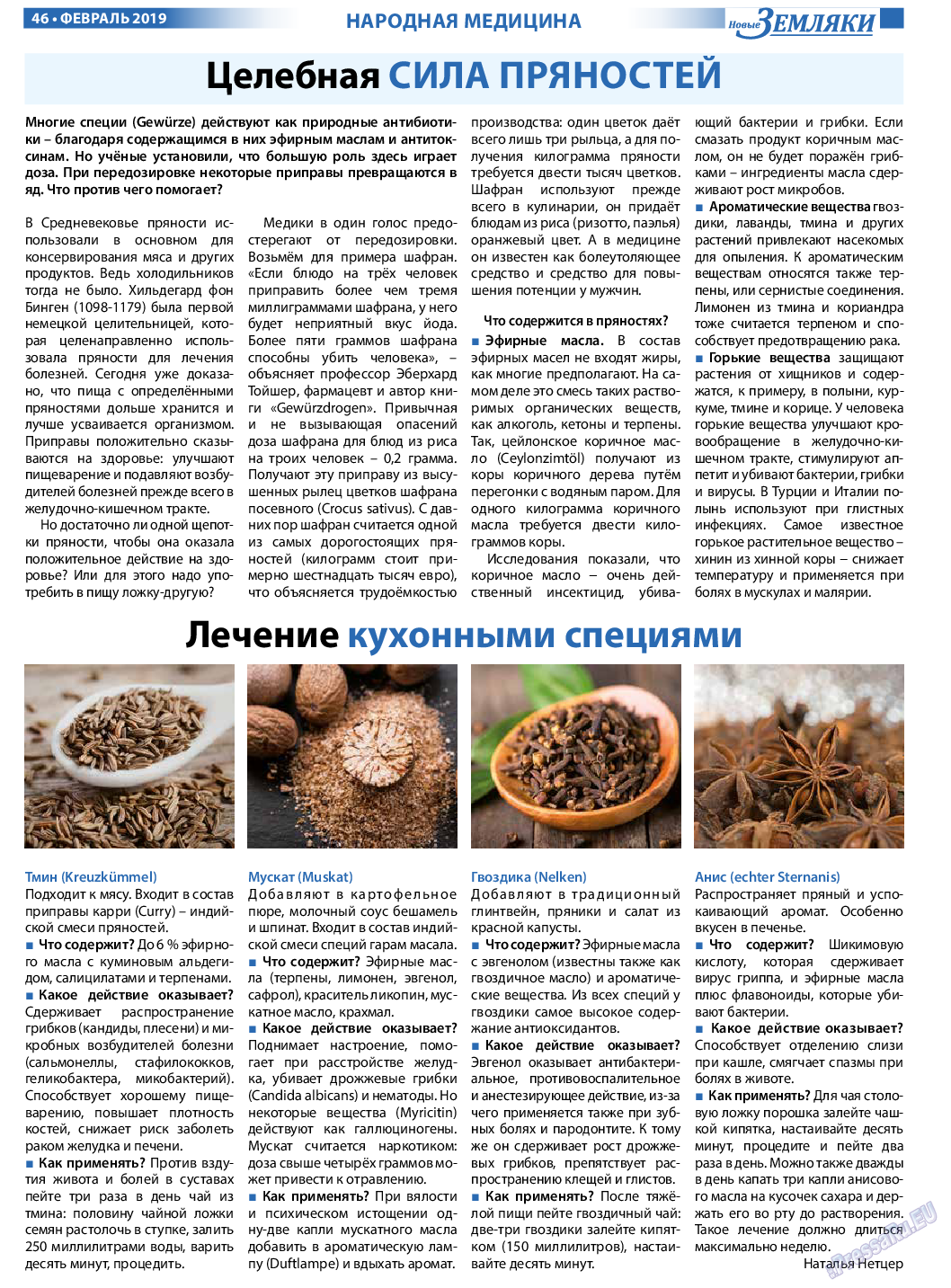 Новые Земляки, газета. 2019 №2 стр.46