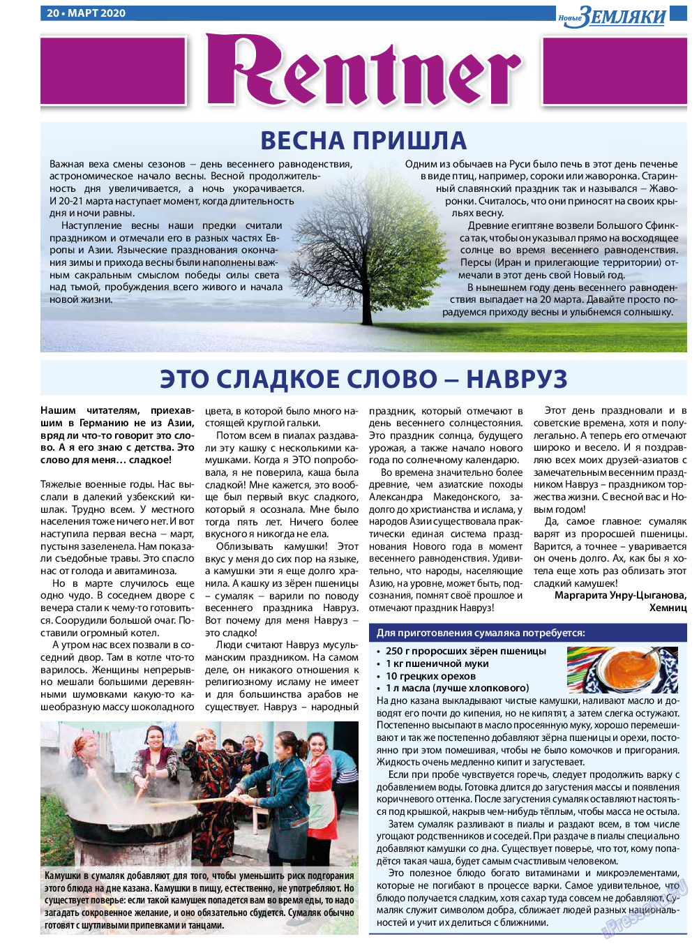 Новые Земляки, газета. 2020 №3 стр.20