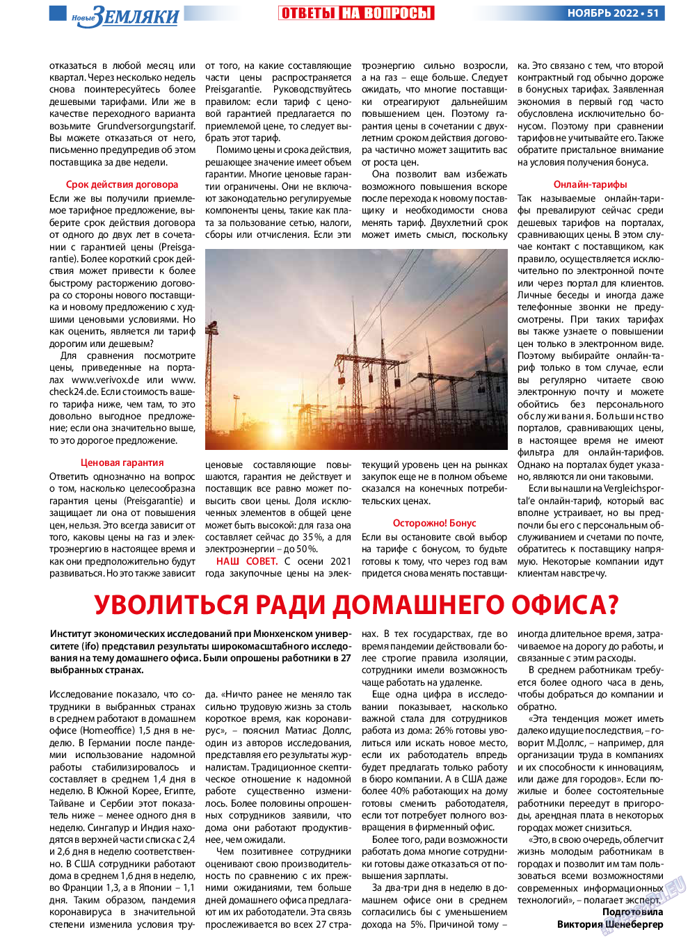 Новые Земляки, газета. 2022 №11 стр.51