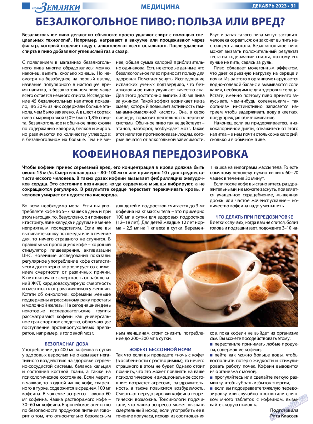 Новые Земляки, газета. 2023 №12 стр.31