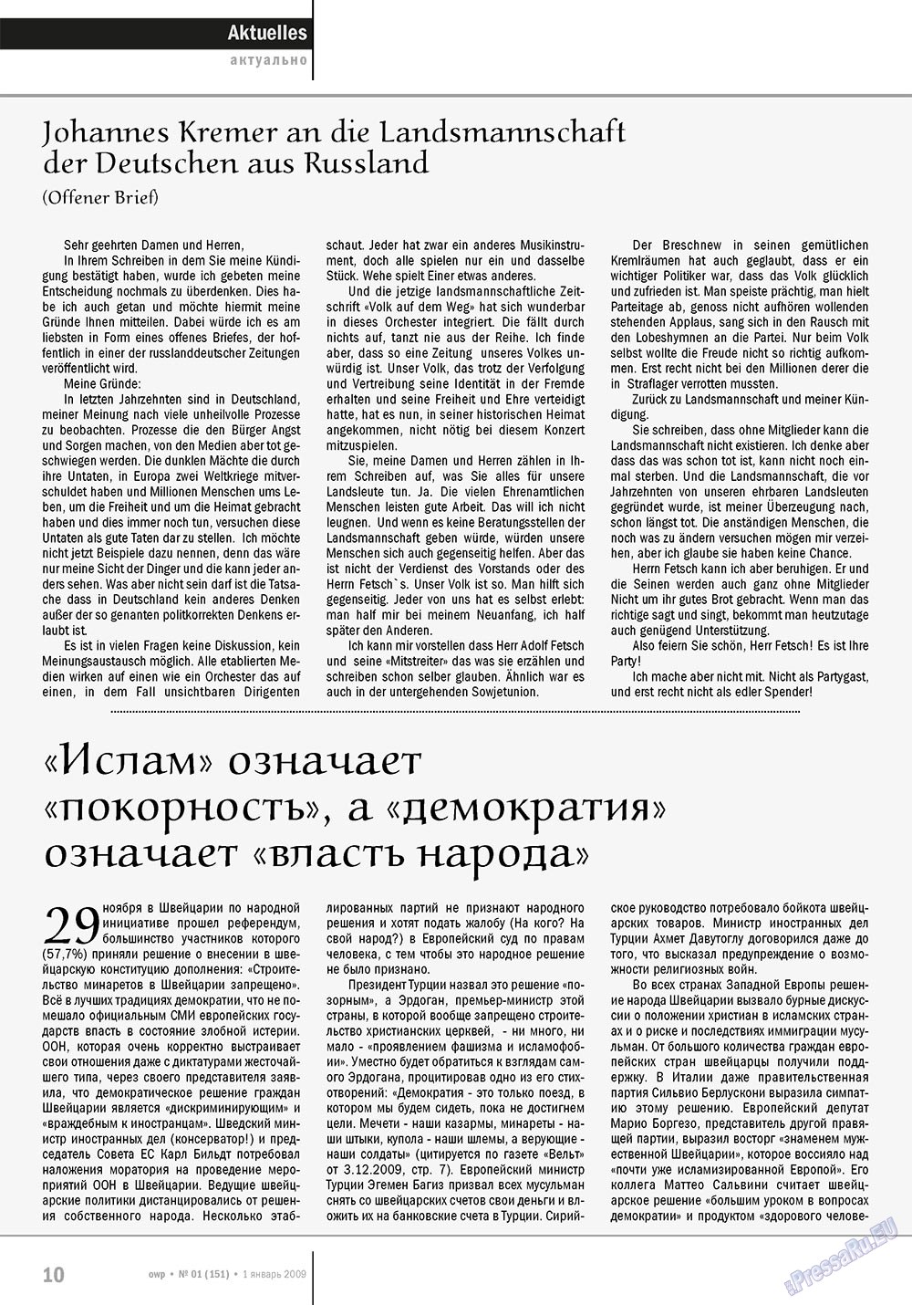 Ost-West Panorama (Zeitschrift). 2010 Jahr, Ausgabe 1, Seite 10