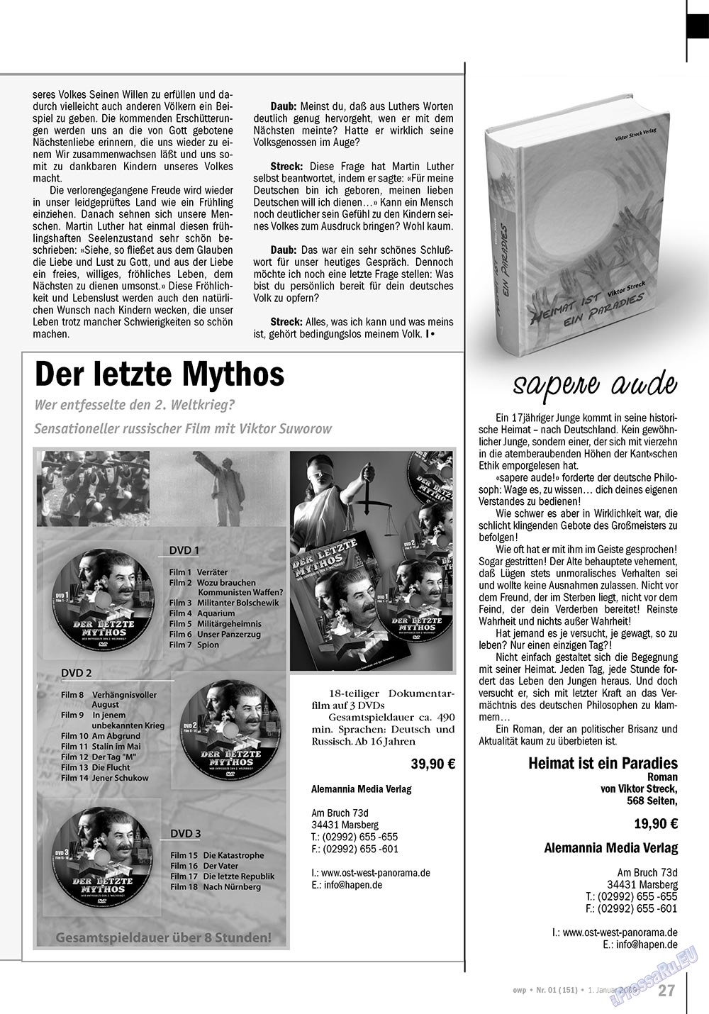 Ost-West Panorama (Zeitschrift). 2010 Jahr, Ausgabe 1, Seite 27