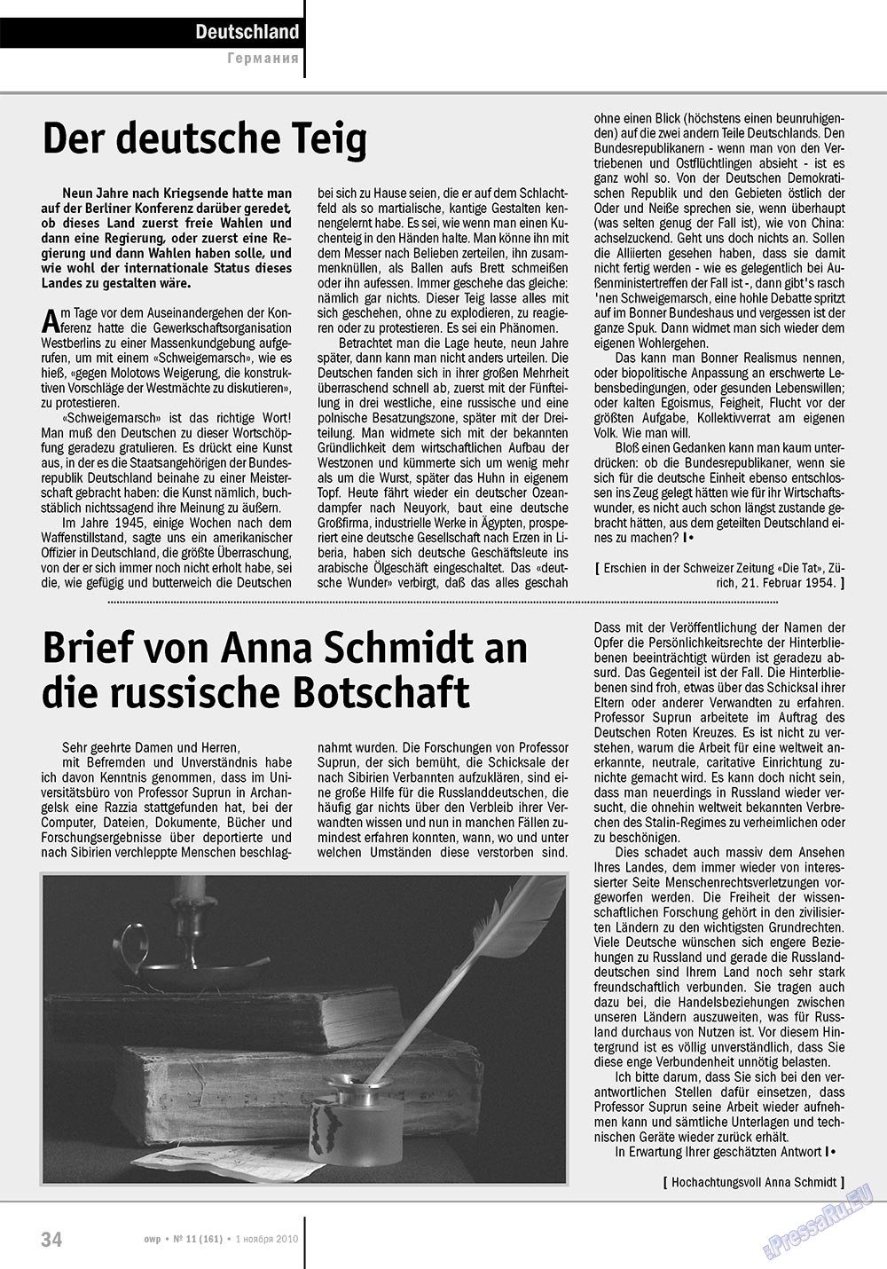 Ost-West Panorama (Zeitschrift). 2010 Jahr, Ausgabe 11, Seite 34
