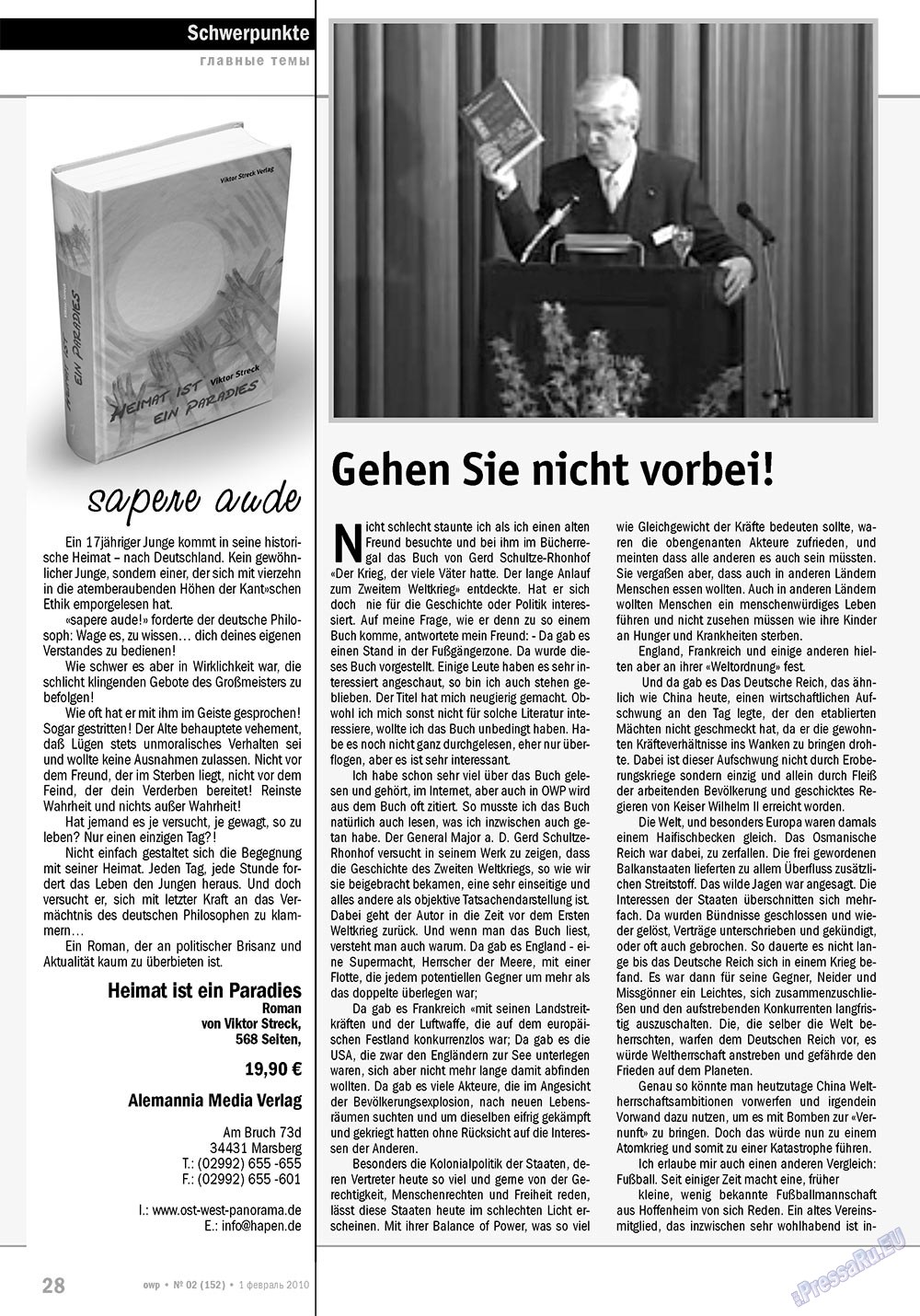 Ost-West Panorama (Zeitschrift). 2010 Jahr, Ausgabe 2, Seite 28