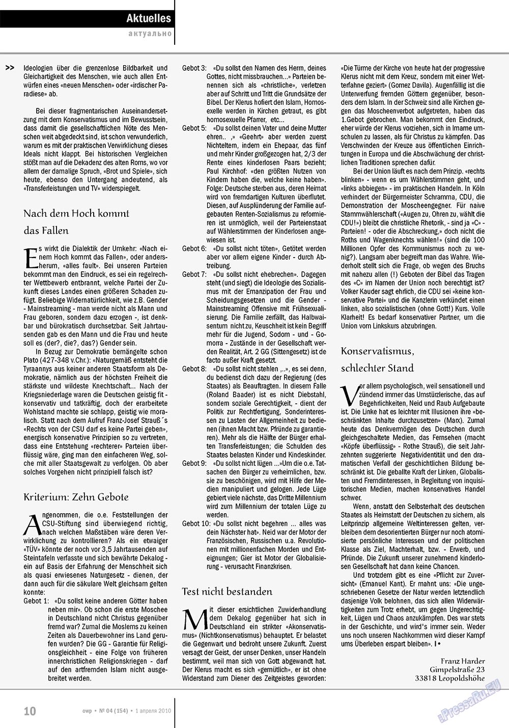 Ost-West Panorama (Zeitschrift). 2010 Jahr, Ausgabe 4, Seite 10