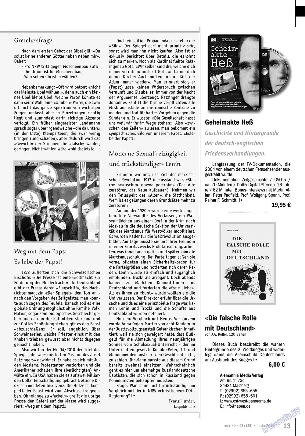 Ost-West Panorama (Zeitschrift). 2010 Jahr, Ausgabe 5, Seite 13