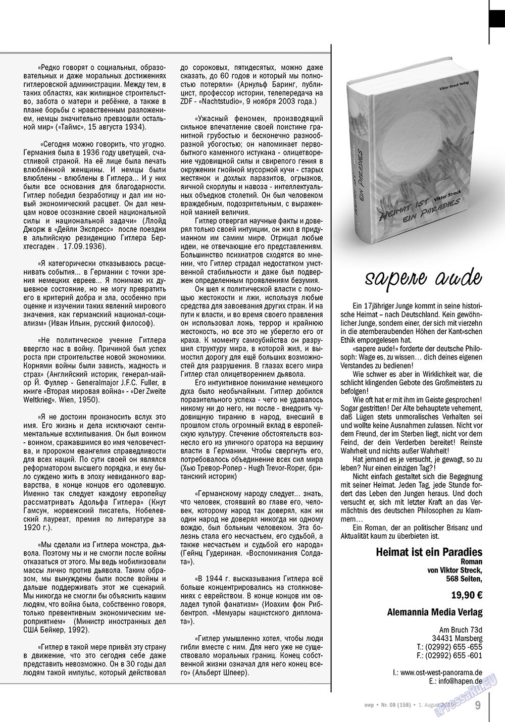 Ost-West Panorama (Zeitschrift). 2010 Jahr, Ausgabe 8, Seite 9