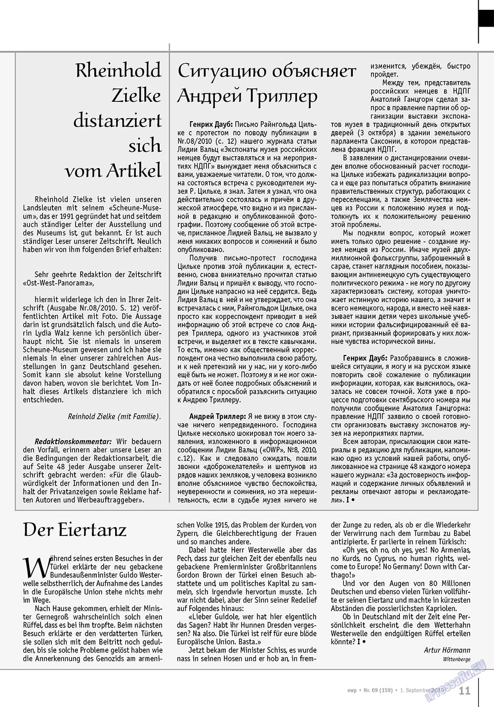 Ost-West Panorama (Zeitschrift). 2010 Jahr, Ausgabe 9, Seite 11