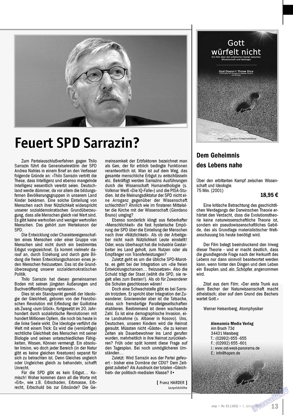 Ost-West Panorama (журнал). 2011 год, номер 1, стр. 13