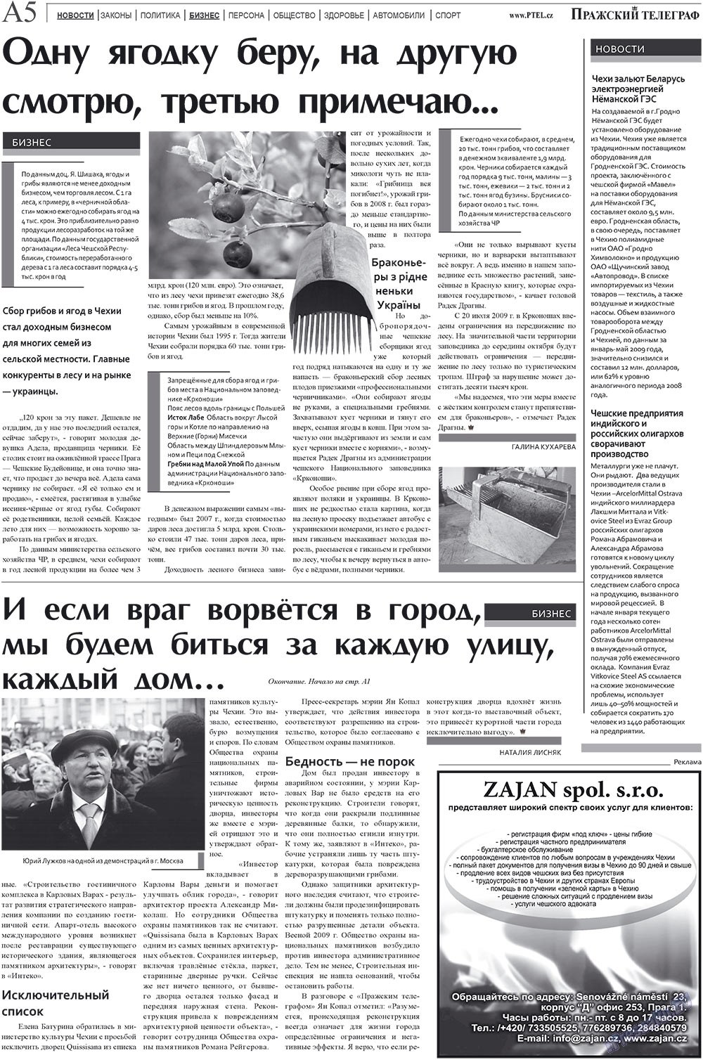 Пражский телеграф, газета. 2009 №15 стр.5