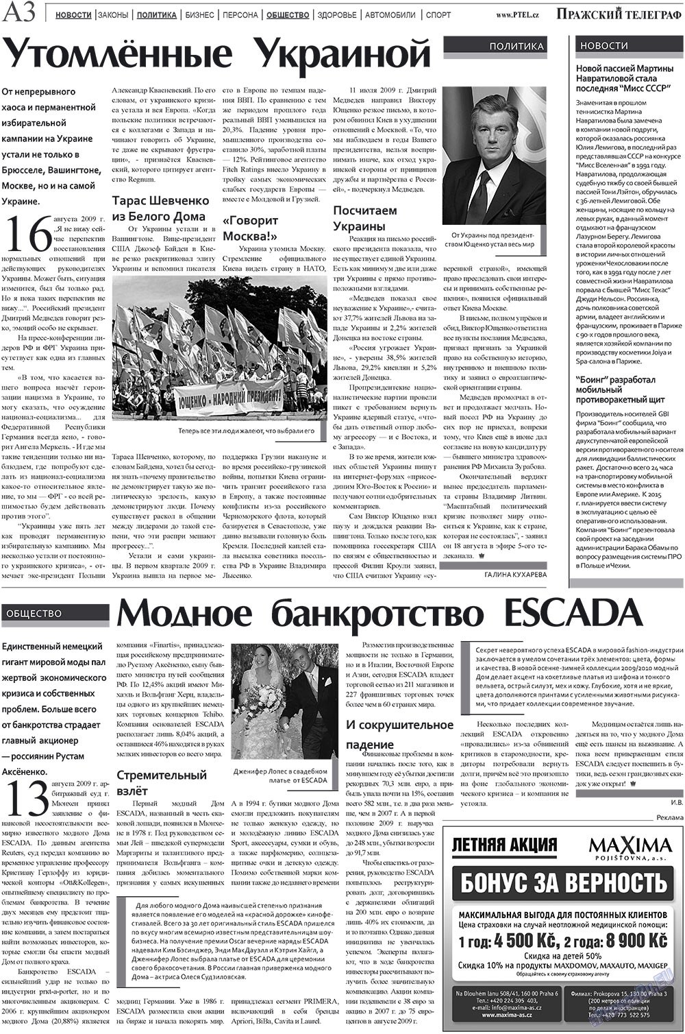Prazhski telegraf (Zeitung). 2009 Jahr, Ausgabe 19, Seite 3