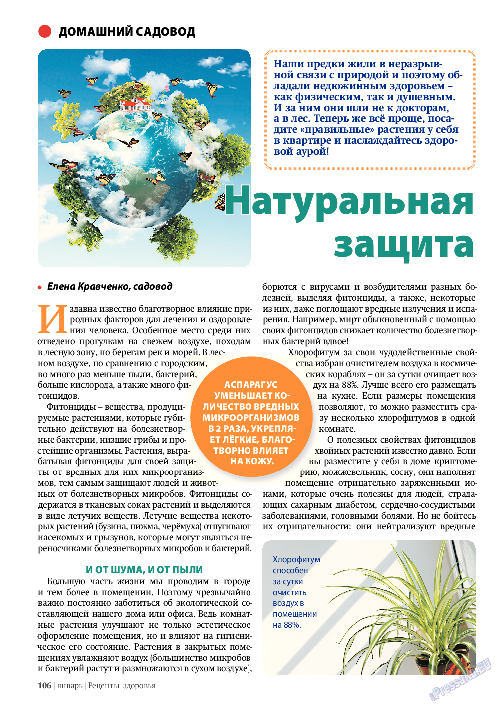 Рецепты здоровья, журнал. 2012 №1 стр.106
