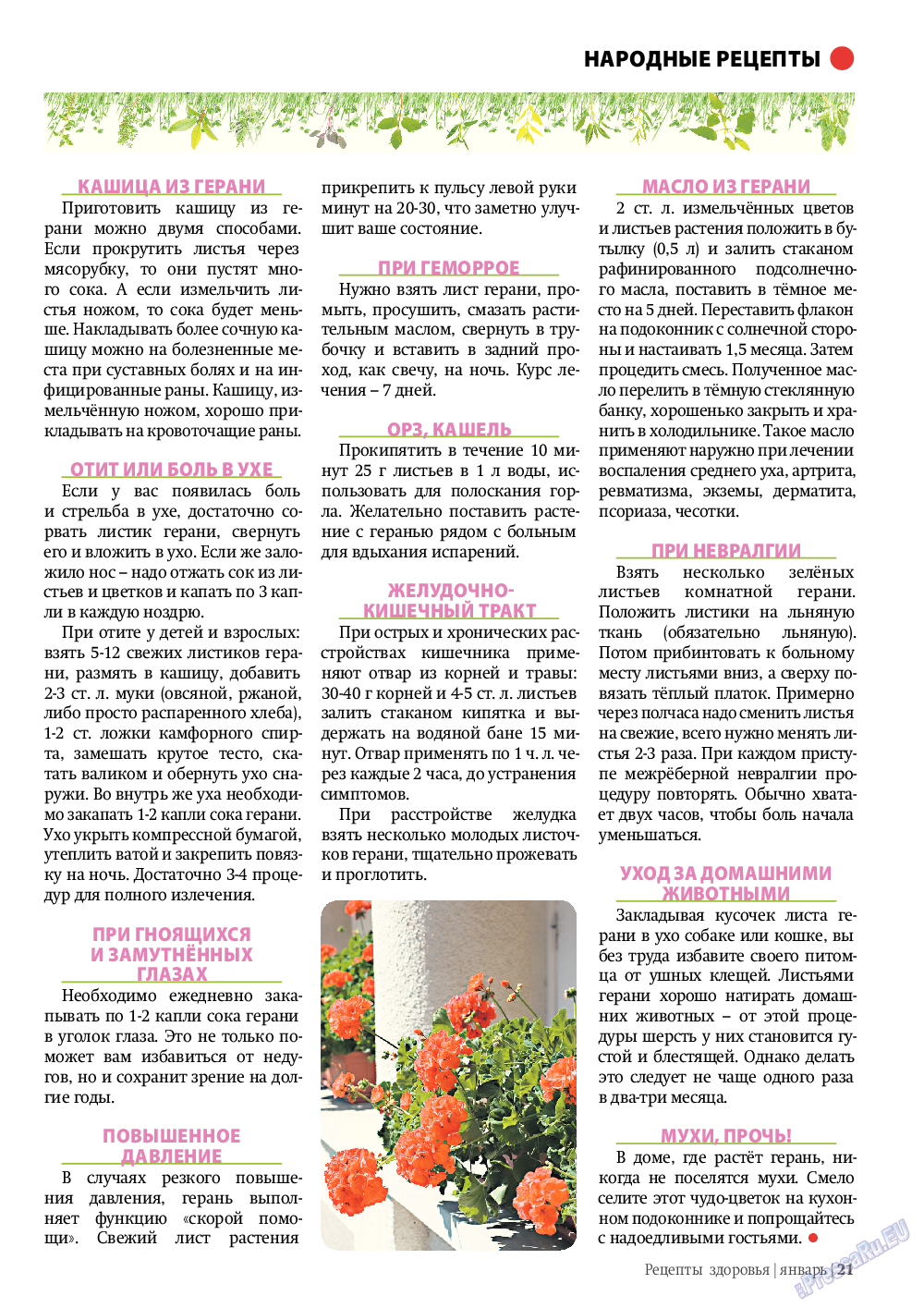 Рецепты здоровья, журнал. 2012 №1 стр.21
