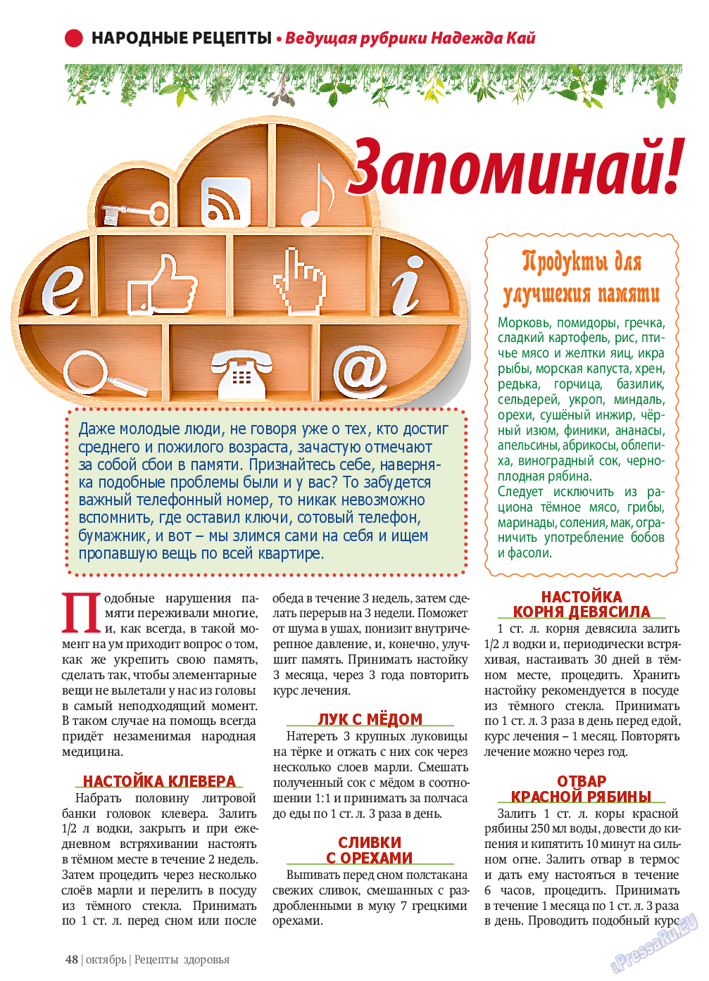 Рецепты здоровья, журнал. 2013 №10 стр.48