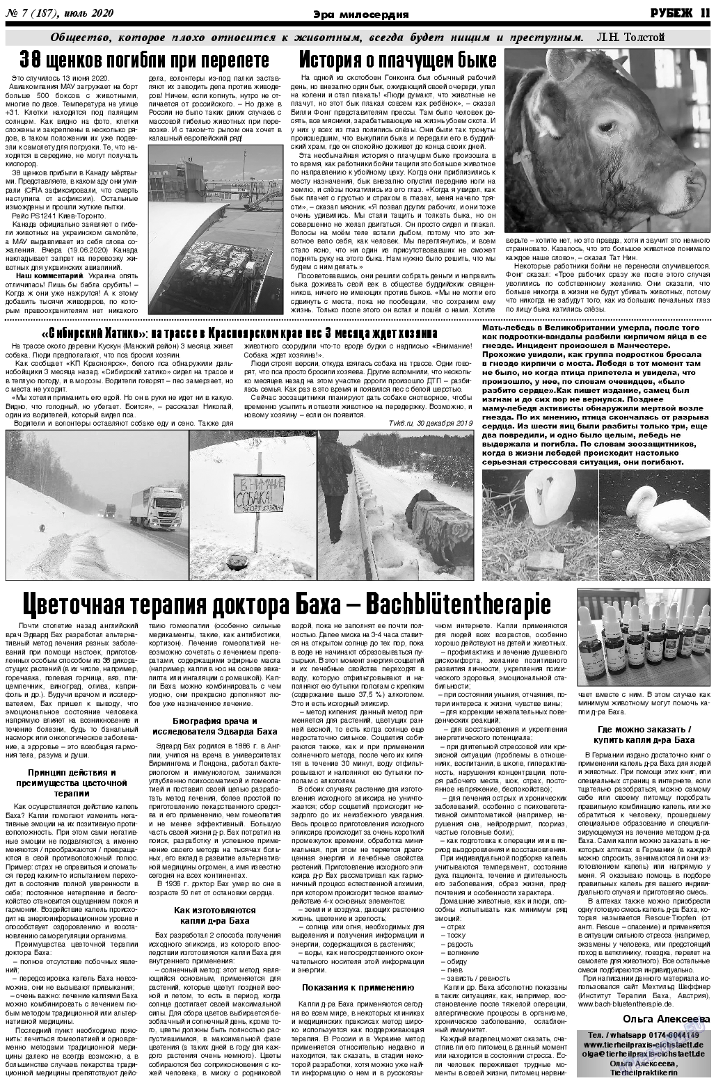 Рубеж, газета. 2020 №7 стр.11