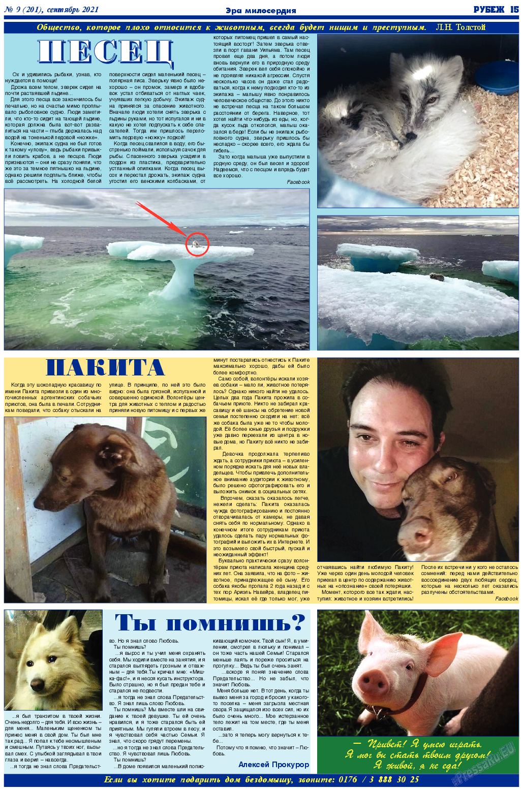 Рубеж, газета. 2021 №9 стр.15