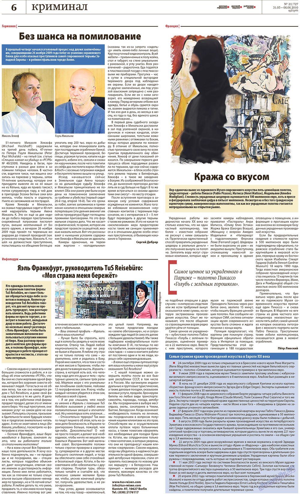 Redakzija Germanija (Zeitung). 2010 Jahr, Ausgabe 21, Seite 6