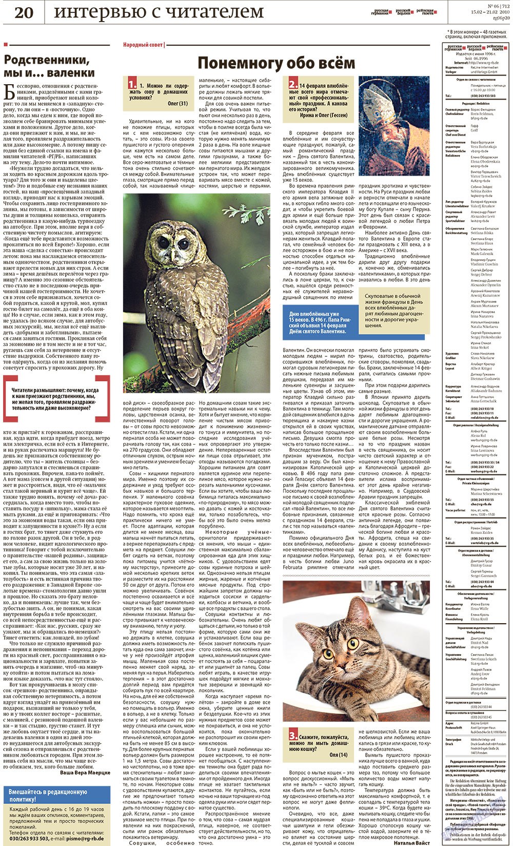 Redakzija Berlin (Zeitung). 2010 Jahr, Ausgabe 6, Seite 20