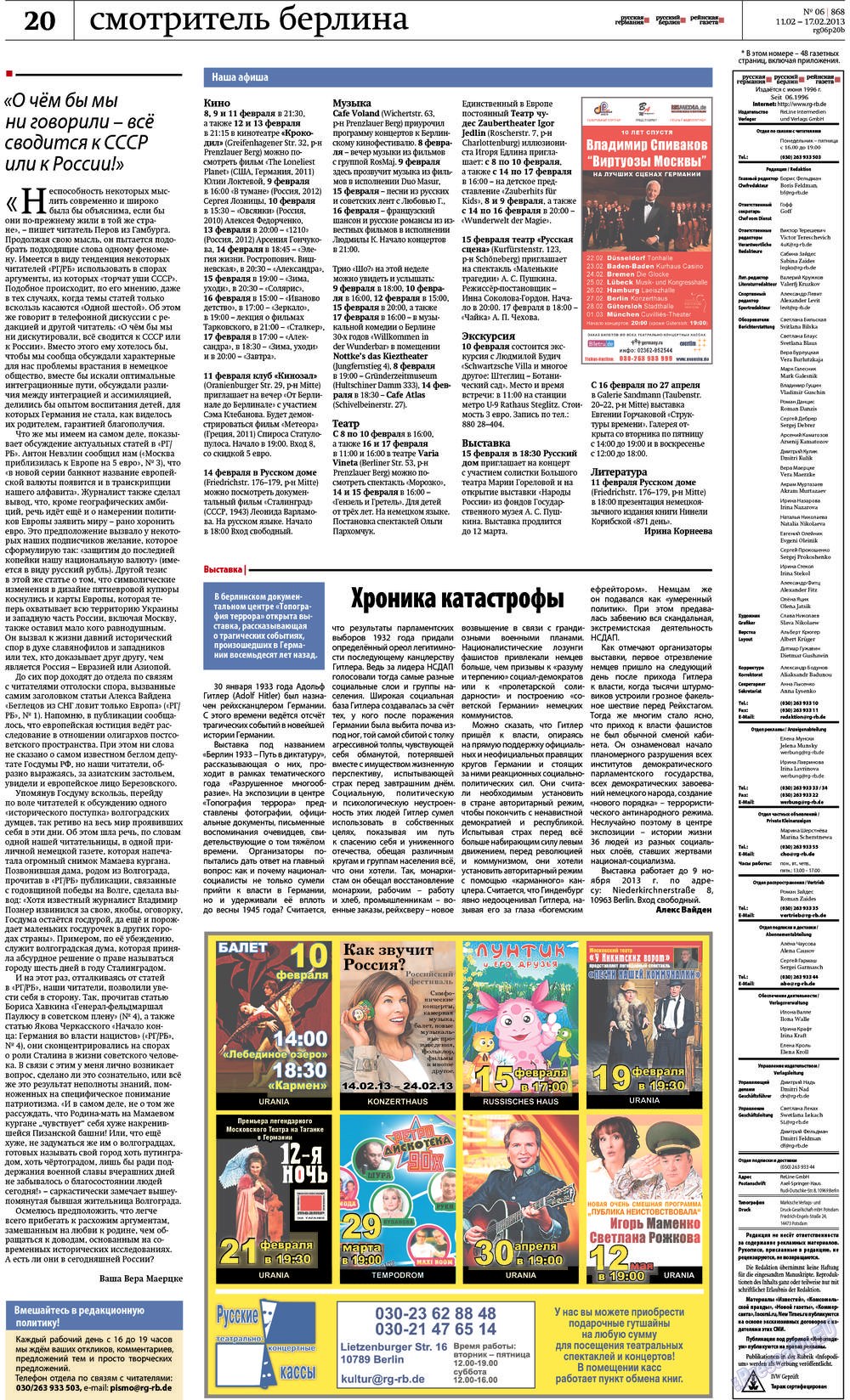 Redakzija Berlin (Zeitung). 2013 Jahr, Ausgabe 6, Seite 20